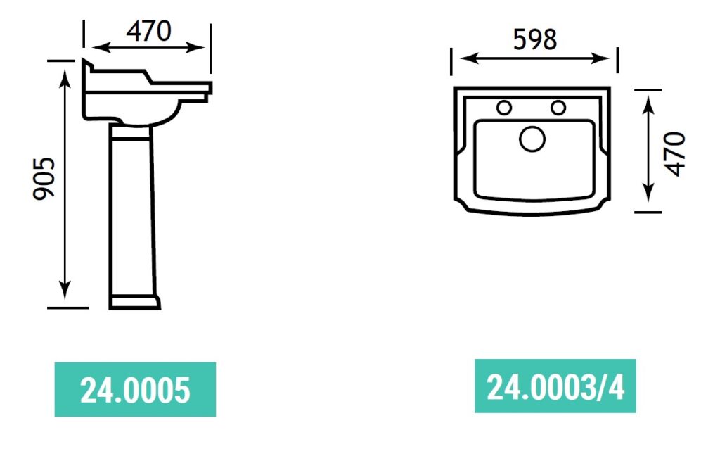 Belgravia 535mm 1TH Basin & Full Pedestal | Modern Living